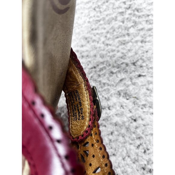 Women's Dansko Red Leather Upper Slip On Open Toe Side Buckle Sandal Size 40 - Picture 9 of 10